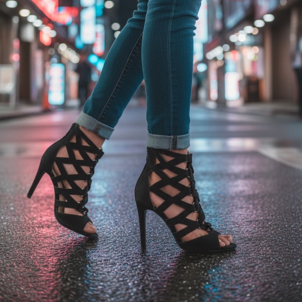 Jimmy Choo Black Strappy Heels